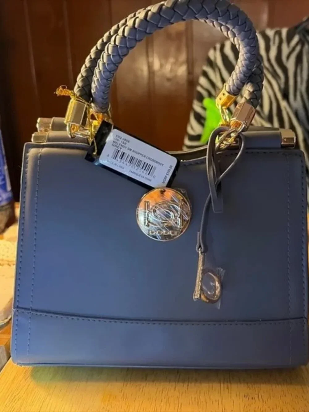 bebe Gray Braided-Handle Satchel